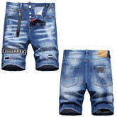 DSQ2 Short Jeans Ripped Patch Slim-fit Stretch Denim Shorts